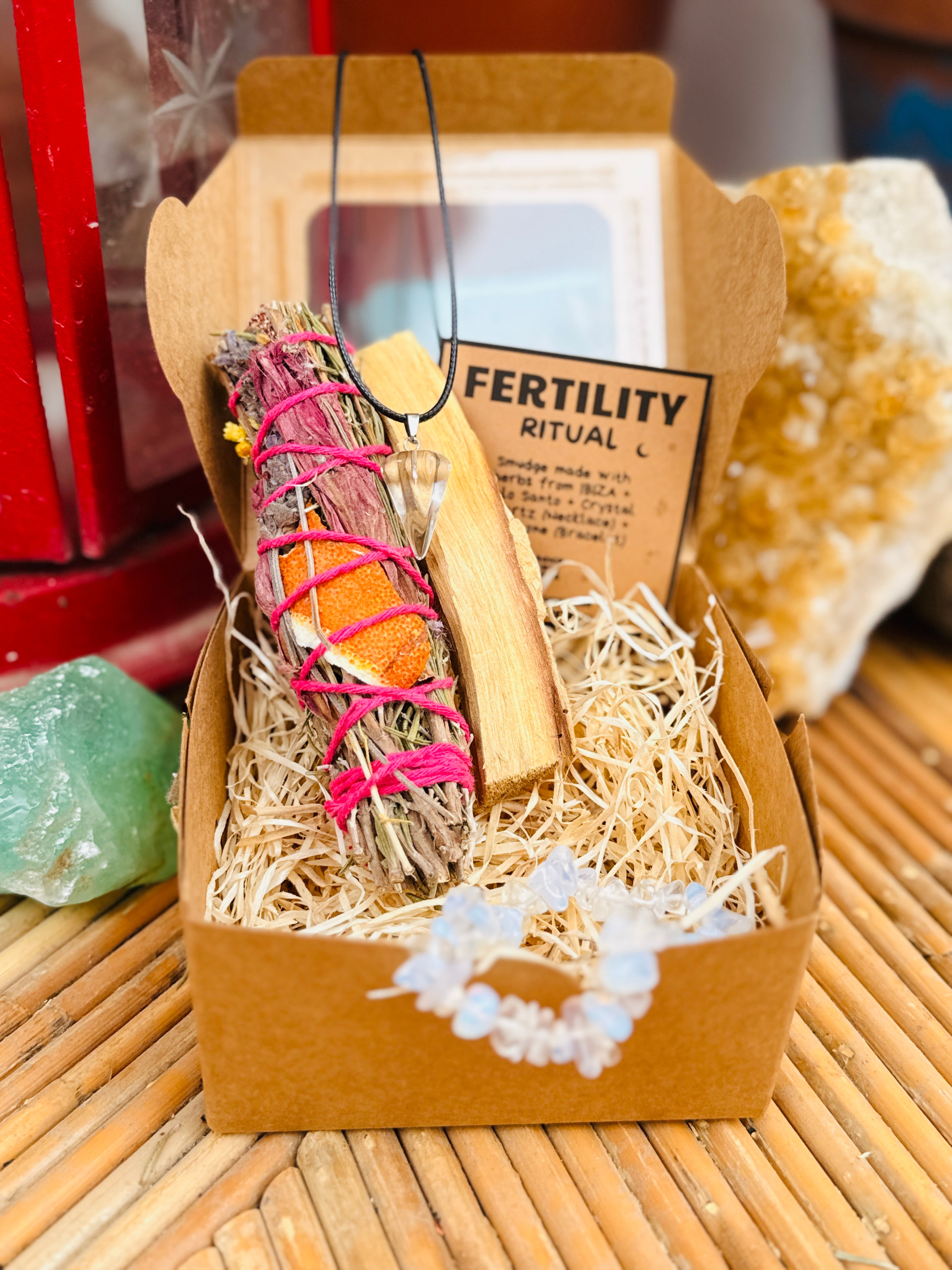 Ritual Kit de Fertilidad – Piedra de Luna y Cuarzo Cristal