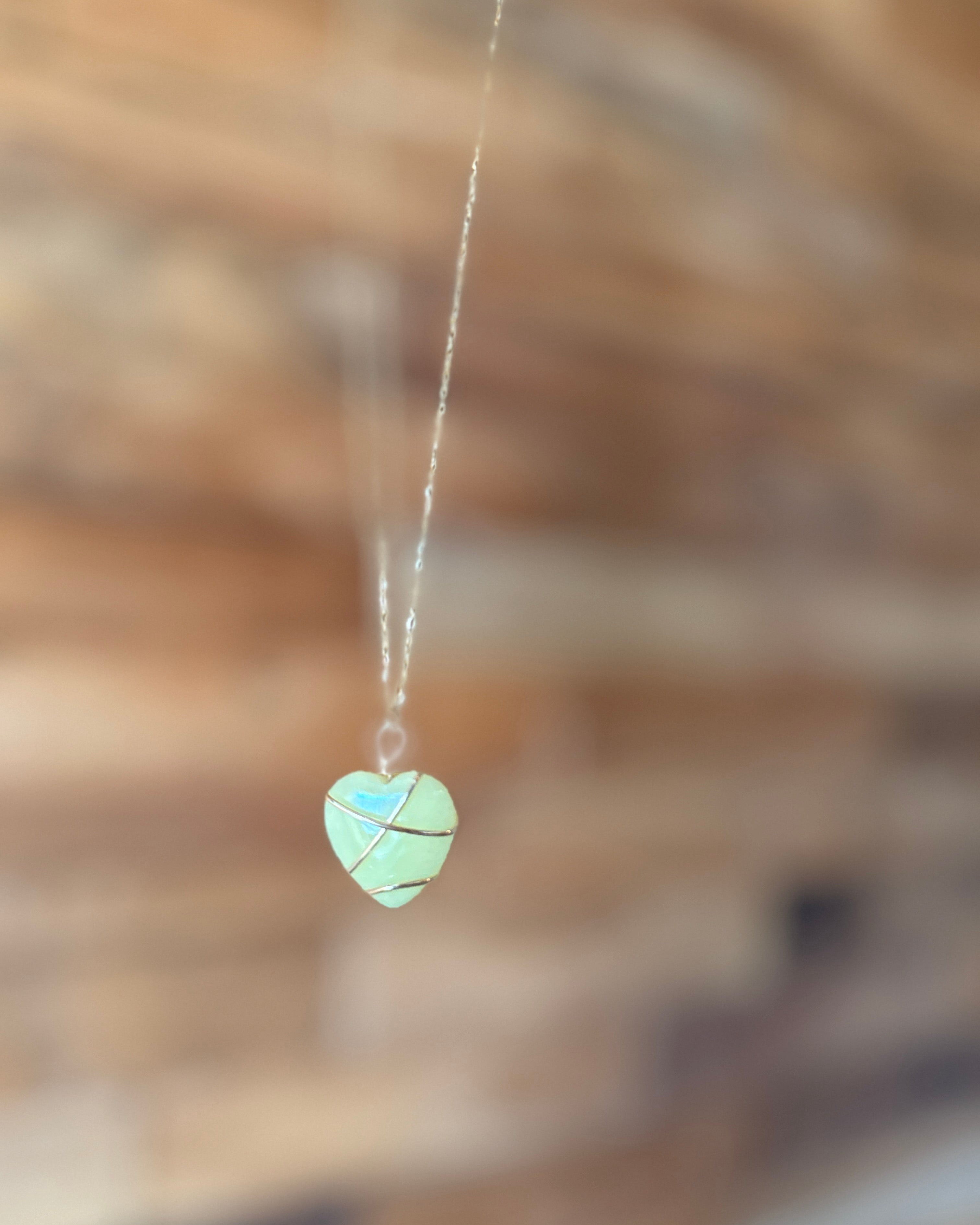 Collar Corazón en Cristal Natural – Acero Inoxidable